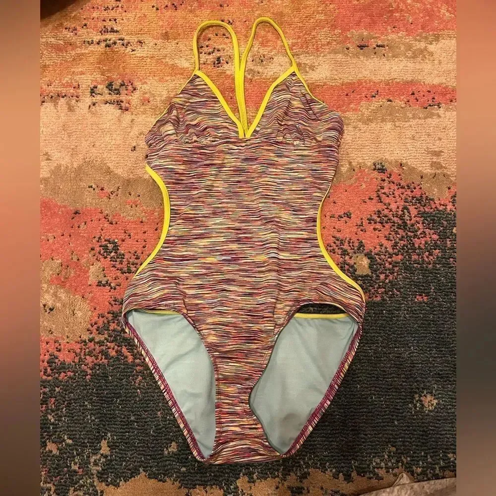 Athleta Multicolor One Piece with Yellow Accents